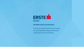 H1 2018 results presentation  Strong net profjt of EUR 774 mn based  on improved operating