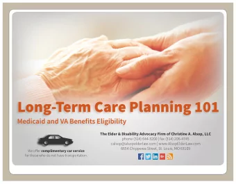 Long-Term Care Planning 101  Medicaid and VA Benefits Eligibility  The Elder &amp; Disability