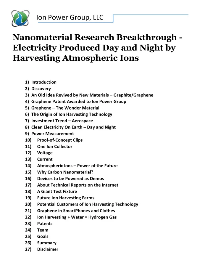 nanomaterial research breakthrough electricity produced