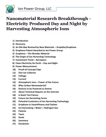 Nanomaterial Research Breakthrough -  Electricity Produced Day and Night by  Harvesting Atmospheric