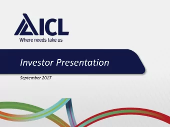 Investor Presentation  September 2017  Safe Harbor  This Presentation (references to which and to