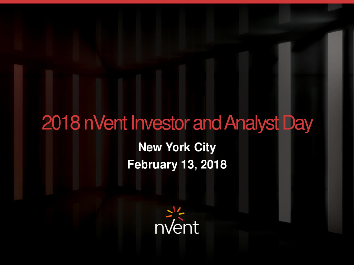 2018 nvent investor and analyst day