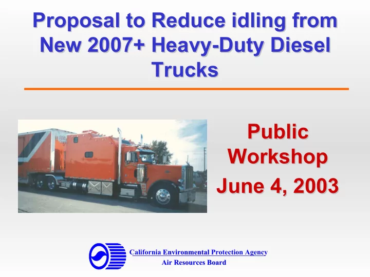 proposal to reduce idling from proposal to reduce idling