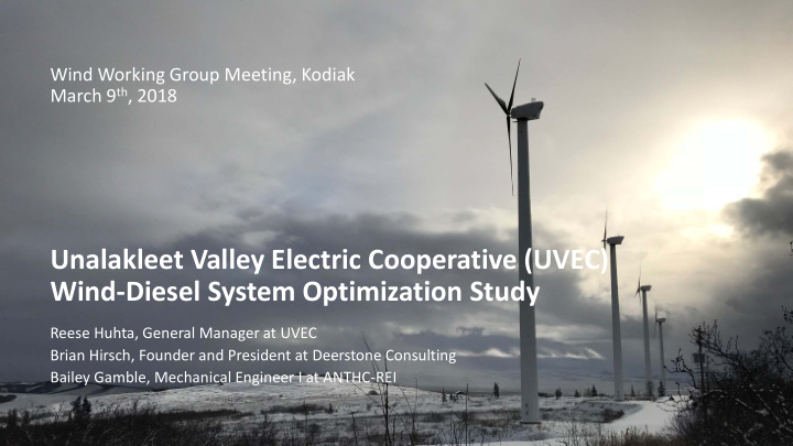 unalakleet valley electric cooperative uvec wind diesel