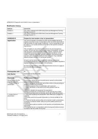 Modification history  Release  Comments  Release 2  This version released with ACM Animal Care and