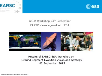 Ground Segment Evolution Vision and Strategy  02 September 2015 ESA UNCLASSIFIED  For Official