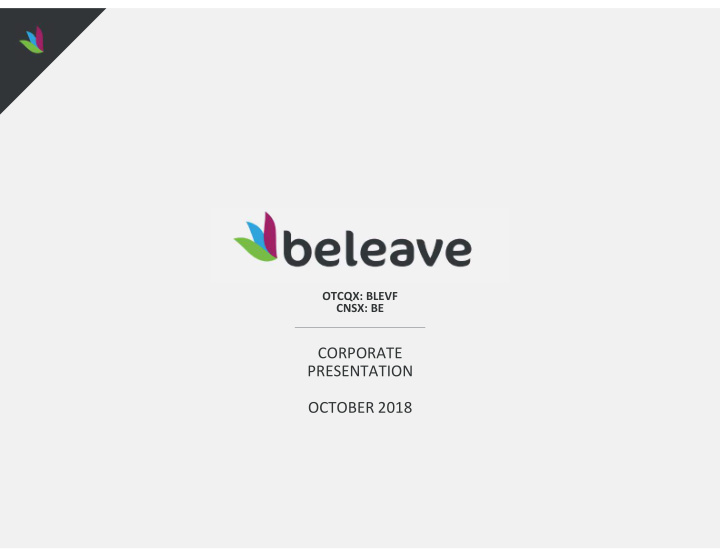 corporate presentation october 2018 disclaimer