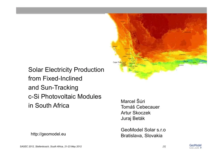 solar electricity production from fixed inclined and sun