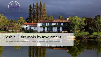 Serbia: Citizenship by Investment  Economic citizenship in Europes emerging destination  Title