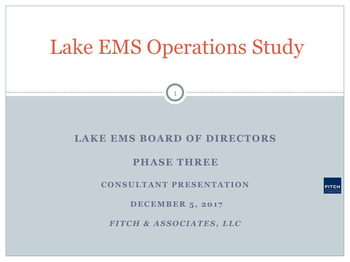lake ems operations study
