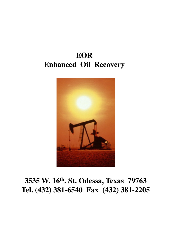 eor enhanced oil recovery 3535 w 16 th st odessa texas