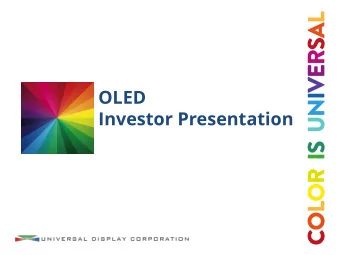 Investor Presentation  Forward-Looking Statements  All statements in this document that are not
