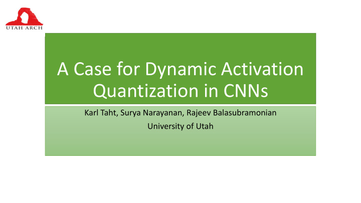 a case for dynamic activation quantization in cnns