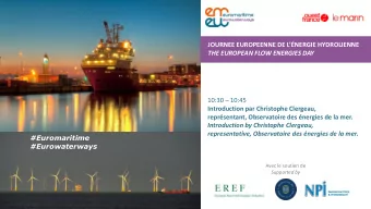 Introduction par Christophe Clergeau,  reprsentant, Observatoire des nergies de la mer.