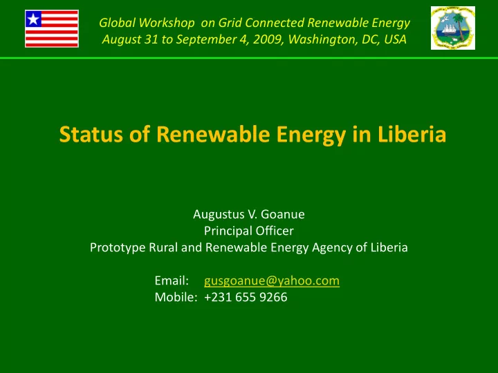 status of renewable energy in liberia