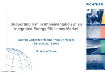 Supporting Iran in Implementation of an  Integrated Energy Efficiency Market  Steering Committee