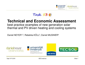 Technical and Economic Assessment  best practice examples of new generation solar  thermal and PV