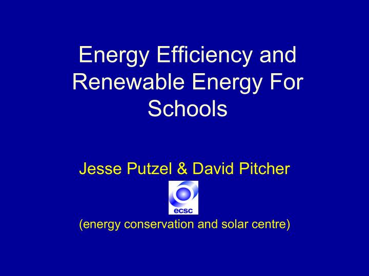 energy efficiency and renewable energy for schools
