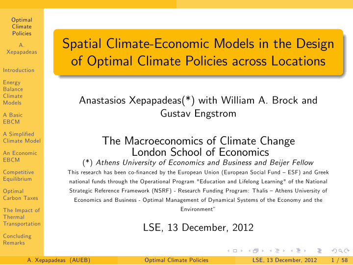 spatial climate economic models in the design