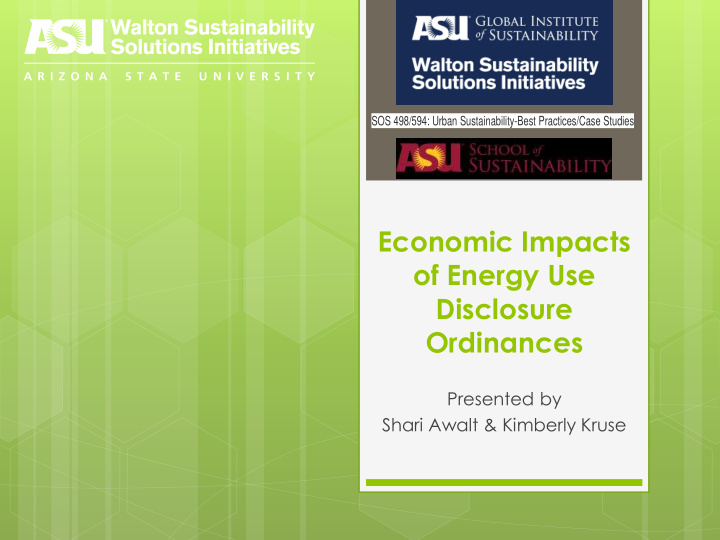 economic impacts of energy use disclosure ordinances