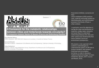 Presentation JB Baher, Leonardo and  Yulya  Urban metabolism (UM) questions  cities material and
