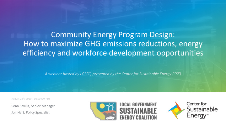 community energy program design how to maximize ghg