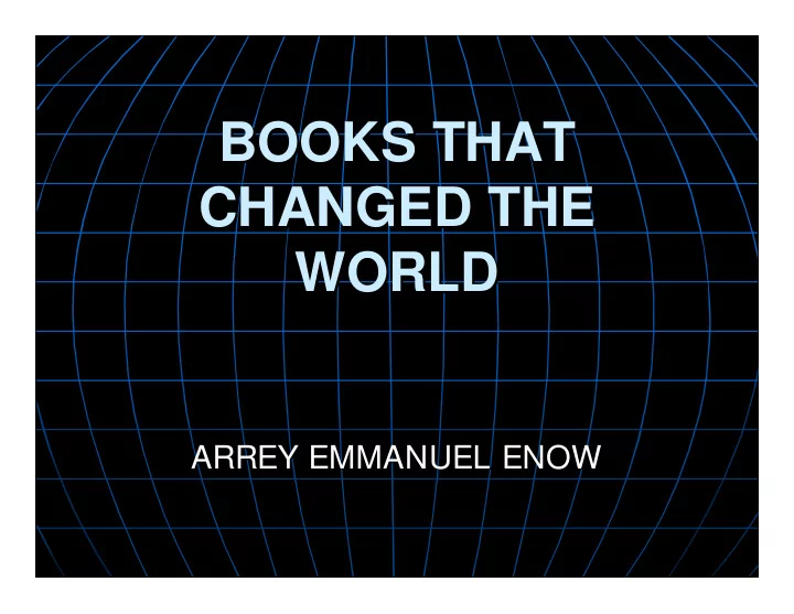 books that books that changed the changed the world world