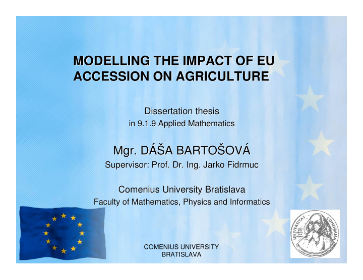 modelling the impact of eu modelling the impact of eu