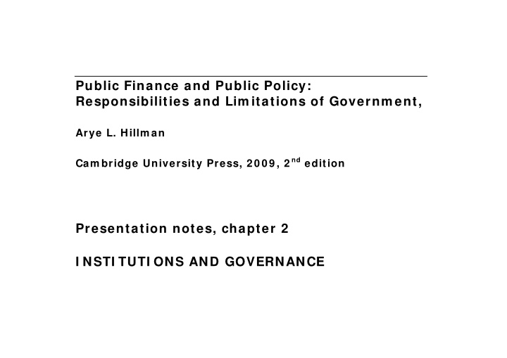 public finance and public policy responsibilities and lim