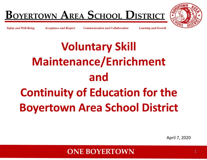 voluntary skill maintenance enrichment and continuity of