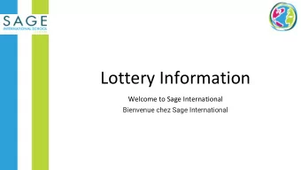 Lottery Information  Welcome to Sage International  Bienvenue chez Sage International  IB  Full IB