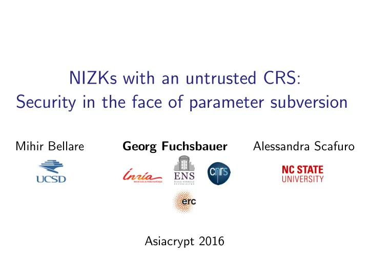 nizks with an untrusted crs security in the face of