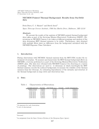 NICMOS Pointed Thermal Background: Results from On-Orbit  data Doris Daou, C. J. Skinner 1 and