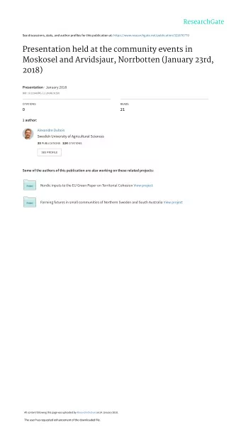 Presentation held at the community events in  Moskosel and Arvidsjaur, Norrbotten (January 23rd,