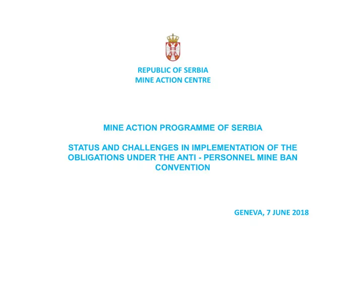 republic of serbia mine action centre mine action