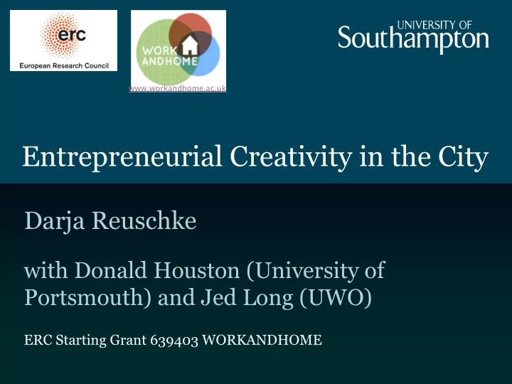 entrepreneurial creativity in the city