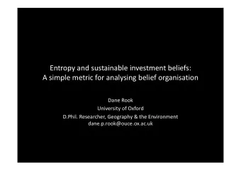Entropy and sustainable investment beliefs: A simple metric for analysing belief organisation Dane