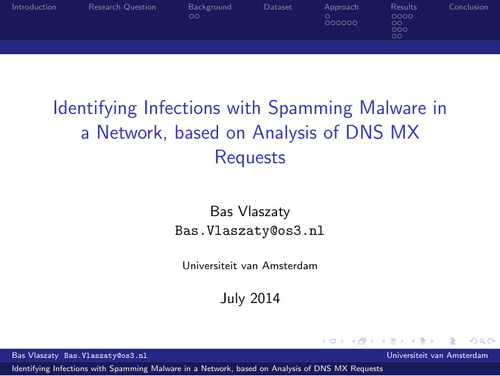 identifying infections with spamming malware in a network