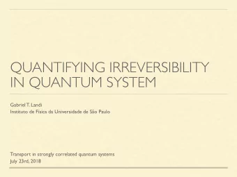 QUANTIFYING IRREVERSIBILITY  IN QUANTUM SYSTEM  Gabriel T. Landi  Instituto de Fsica da