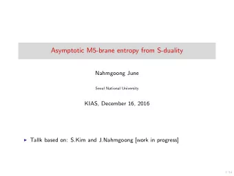 Asymptotic M5-brane entropy from S-duality  Nahmgoong June  Seoul National University  KIAS,