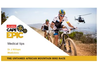 Medical tips  Dr J Killops  Mediclinic  The science of care-anywhere  ,anytime  Bare school hall to