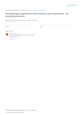 Nasopharyngeal angiofibroma with cavernous sinus involvement - An  unusual presentation Article in