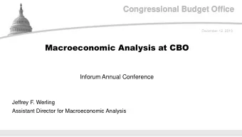 Congressional Budget Office  Congressional Budget Office  December 12, 2019  Macroeconomic Analysis