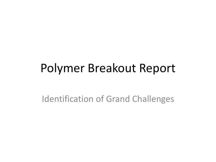 polymer breakout report