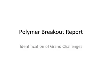 Polymer Breakout Report  Identification of Grand Challenges  Breakout Polymers  Chairs:  Juan