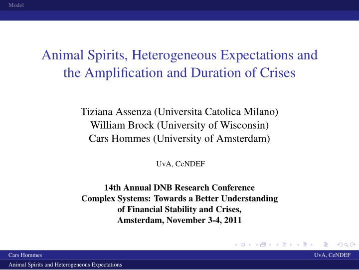 animal spirits heterogeneous expectations and the
