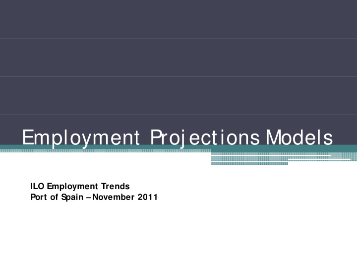 employment proj ections models