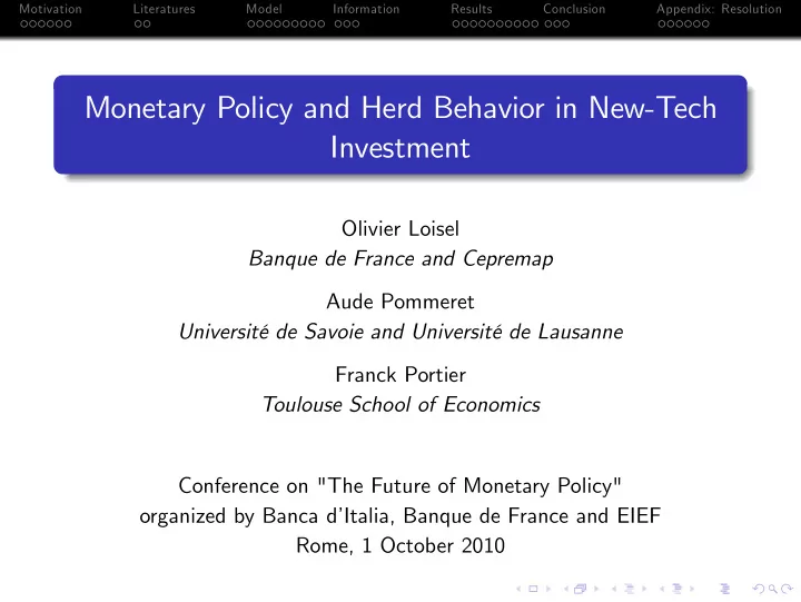 monetary policy and herd behavior in new tech investment