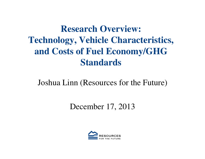 research overview technology vehicle characteristics and