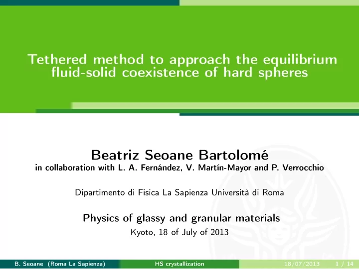 tethered method to approach the equilibrium fluid solid